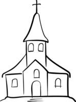 Hand Drawn Church Outline Sketch Illustration for Religious Design Projects vector