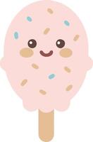 Cute Kawaii Ice Cream with Sprinkles and Smiling Face Illustration vector