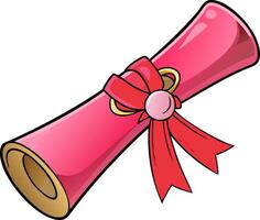 Elegant Pink Scroll with Red Ribbon Gift Illustration vector