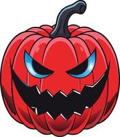 Evil Red Pumpkin with Fierce Expression for Halloween Art Design vector
