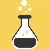 Chemistry Laboratory Flask with Bubbles Illustration for Science Education vector