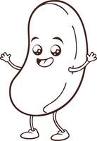 Cute Smiling Bean Cartoon Character for Kid's Educational Materials vector