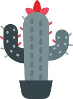 Colorful Cactus Plant with Red Flower in Pot Illustration vector
