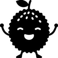 Cute Smiling Berry Character Art with Leaf and Arms vector
