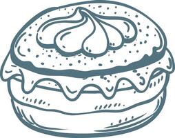 Delicious Dessert Doughnut Illustration with Frosting and Cream Topping vector
