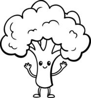 Cute Smiling Cartoon Broccoli Character Illustration with Happy Expression vector