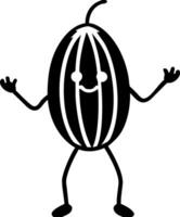 Cute Cartoon Melon Character Illustration with Happy Expression and Arms Raised vector