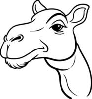 Camel Head Illustration Black Outline on Grey Background vector