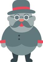 Cartoon Illustration of Gentleman with Mustache Hat and Round Glasses vector