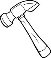 Black Line Art Claw Hammer Illustration for Construction and DIY Projects vector