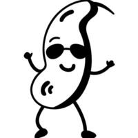 Cool Dancing Bean Cartoon Character with Sunglasses and Smile vector