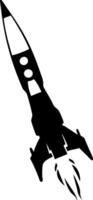Vintage Rocket Silhouette Spacecraft Launching in Retro Style vector