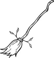 Witch Broomstick Illustration Halloween Magic Tool with Twigs and Rustic Design vector