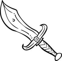 Illustration of a Curved Fantasy Sword with Ornate Handle Design vector