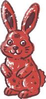 Adorable Red Cartoon Bunny Illustration with Friendly Expression vector