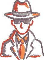 Stylish Secret Agent Illustration with Hat and Sunglasses in Abstract Art vector