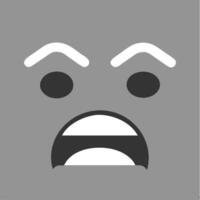 Surprised Face Emoticon with Arched Eyebrows and Open Mouth Expression vector
