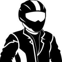 Motorcycle Racer in Helmet Silhouette Art for Sports and Safety Designs vector