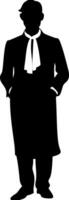 Silhouette of Professional Man in Suit with Hands in Pockets Illustration vector