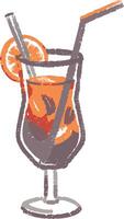 Refreshing Citrus Cocktail with Ice and Straw in Elegant Glass Art vector