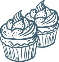 Hand-Drawn Cupcake Art with Swirled Frosting for Bakery Design vector