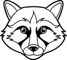 Raccoon Face Illustration Black Outline Animal Design vector