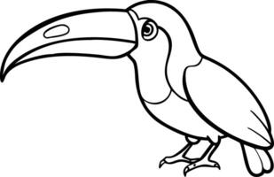 Outline Illustration of Toucan Bird with Large Beak for Educational and Art Projects vector