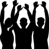 Silhouette of People Raising Hands Celebrating Unity and Success Illustration vector