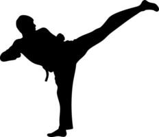 Martial Artist Silhouette High Kick Emphasizing Power and Technique vector