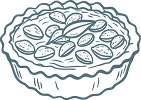 Hand-Drawn Delicious Pie with Almonds Illustration for Bakery and Food Design vector