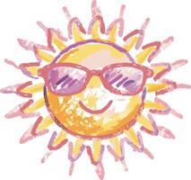 Smiling Sun with Sunglasses Art for Summer Illustrations vector