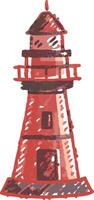 Red Lighthouse Illustration for Nautical Maritime Design Projects vector