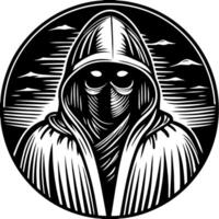 Mysterious Hooded Figure Art for Fantasy Theme Design vector