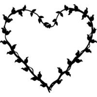 Heart-Shaped Vine Silhouette with Leaves Romantic Nature Design vector