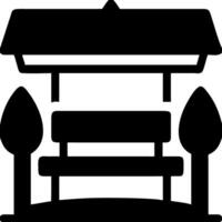 Park Bench Landscape Illustration with Trees Silhouette vector