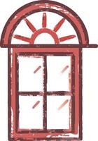 Rustic Arched Window Design with Sunrise Motif Illustration vector
