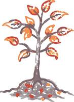 Vibrant Autumn Tree with Falling Leaves Illustration vector
