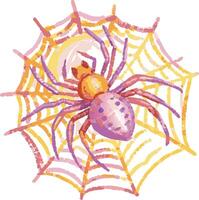 Vibrant Spider on Intricate Web Illustration for Decorative Use vector