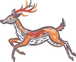 Vibrant Running Deer Artistic Illustration Wildlife Art vector