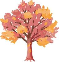 Vibrant Autumn Tree Illustration with Orange and Pink Leaves Art vector