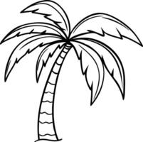 Tropical Palm Tree Outline Art for Summer and Beach Themes vector
