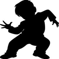 Silhouette of Child Dancing in Playful Pose Expressing Joy and Energy Illustration vector