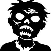 Scary Zombie Face Silhouette for Halloween and Horror Themes vector