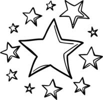 Illustration Starry Night Pattern Black Outline Design vector