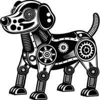 Steampunk Robotic Dog Illustration Mechanical Canine Art Design vector