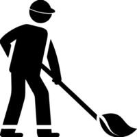 Construction Worker Silhouette with Shovel for Infrastructure and Labor Concepts vector