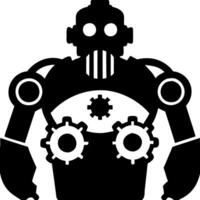Futuristic Robot Silhouette with Gears Industrial Illustration vector