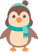 Cute Winter Penguin with Hat and Scarf Illustration for Seasonal Design Projects vector