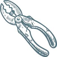 Hand Drawn Illustration of Classic Pliers for DIY and Industrial Use vector