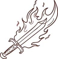 Flaming Sword Illustration with Fiery Design for Fantasy and Mythical Themes vector